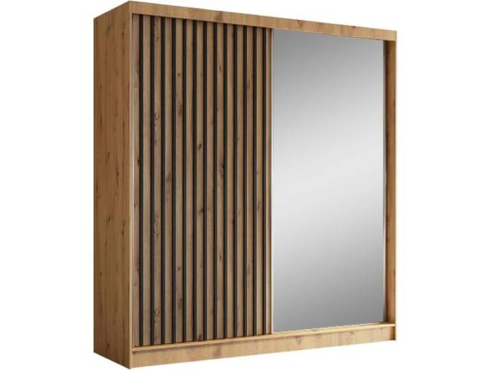 BEAUTY SOFA Schwebetürenschrank Helix II mit Spiegel, Schubladen, Kleiderstange und Regalfächern, Lamellenfront