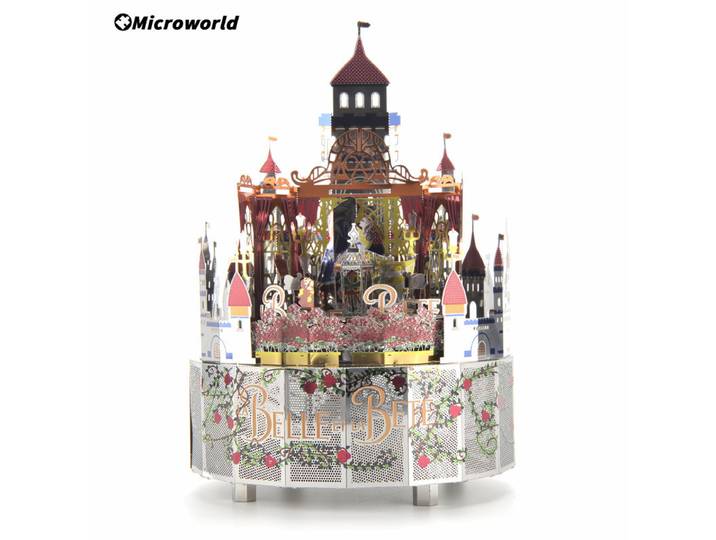 Boîte à musique rotative sur le thème de la Belle et la Bête, jeux de puzzle en métal 3D, modèles de lumières LED, kits de bricolage, jouets de puzzle, cadeaux pour filles, adultes