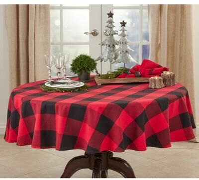 Saro Lifestyle Cotton Tablecloth With Buffalo Plaid Design