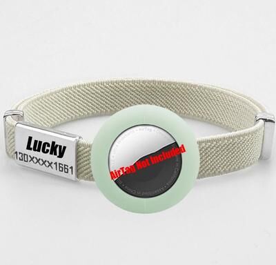 Uplift Picks Elastic AirTag Cat Collar With Custom Name Tag And Tracker Holder khaki