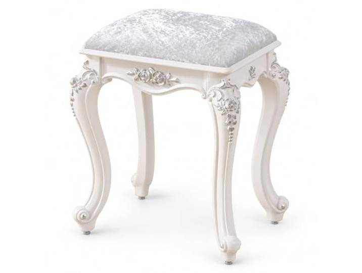 JSWHYBD Vintage Schminkhocker im Barockstil, Polsterhocker für Schminktisch Florale Verzierungen, geschwungene Beine und weicher Sitz für Schlafzimmer und Ankleidezimmer(I)