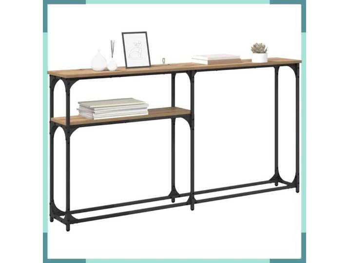 Table console - 882215 - Chêne artisanal - Bois d'ingénierie - 1 étagère