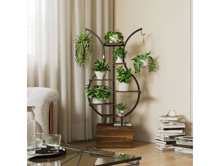 6 Niveaux Support pour plantes d'intérieur avec lampes de croissance support pour plantes multiples avec rangement et crochets