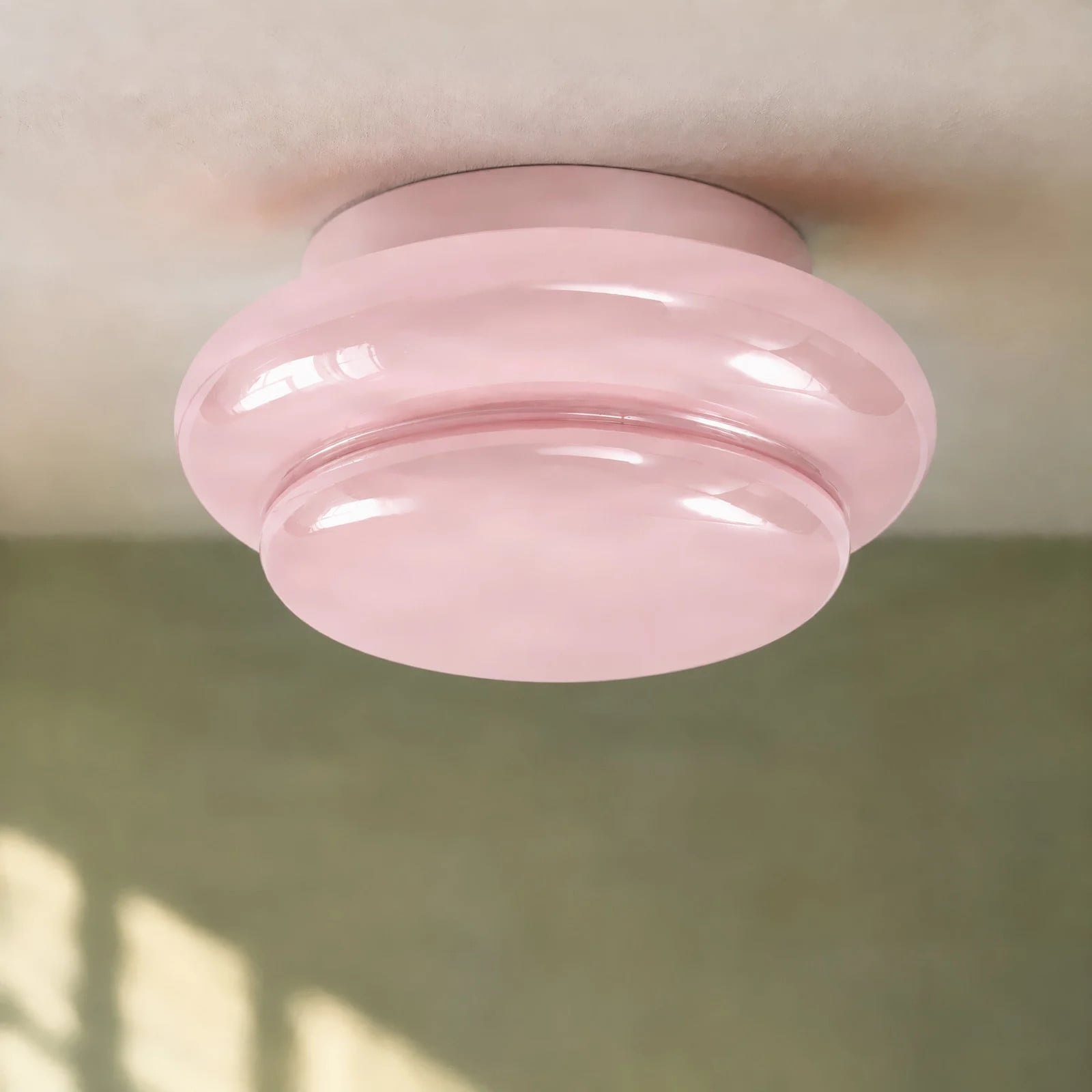Lucande Leilani Plafondlamp, Roze, Glas, Ø 35 cm