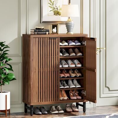 1Easylife 24 Pairs Shoe Storage Cabinet with Door for Entryway Living Room