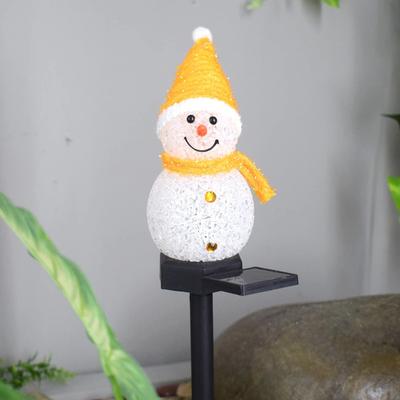 HomeDecorAndMore LLC Outdoor Solar Snowman Decoration Lights Yellow