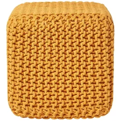 STRICK-POUF senfgelb, Sitzwürfel 35/35/35 cm