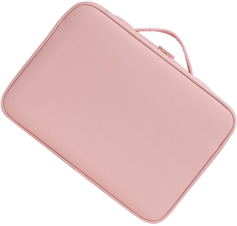 INF LED Make-up-Spiegel-Tasche, groß – duale LED-Streifen, USB-wiederaufladbar, dimmbar per Touch, abnehmbarer Spiegel und Rosa