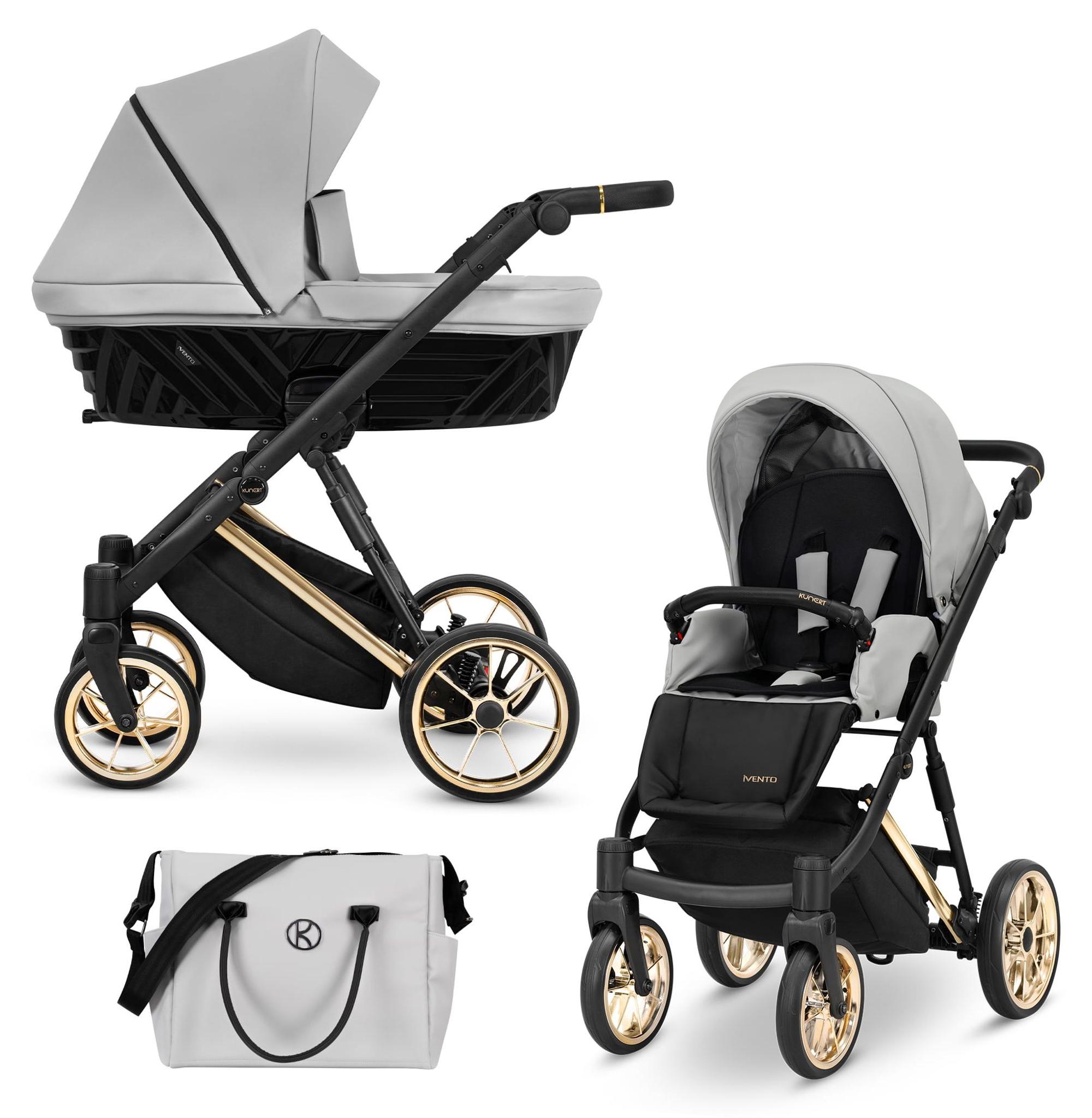 Kinderwagen Kunert Ivento Premium 2in1 - goldene Rahmenfarbe - Farbe: Taubengrau