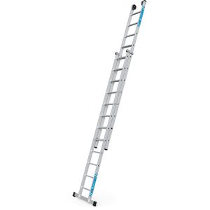 Zarges Schiebeleiter Everest Plus 2E, 40469, 2 x 12 Sprossen, 2-teilig, mit Wandlaufrollen, Arbeitshöhe: 7 m