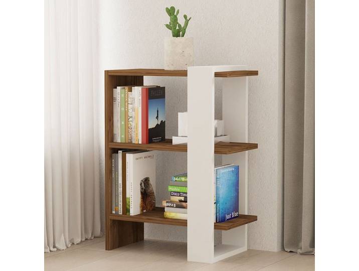 Bibliothèque Netro Dmora en bois mélaminé blanc 52x25x70h cm