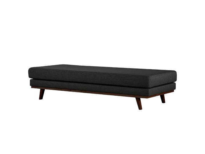 Hockerbank 180 x 43 x 81cm Grau/Schwarz Buche Dunkel Strukturstoff Otrera: Schwarz
