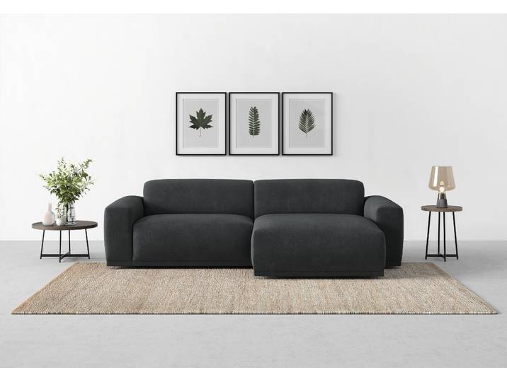 Ecksofa, 100% Polyester, Anthrazit, 255×160 cm, Kaltschaum-Polsterung, Modern, Trendmanufaktur
