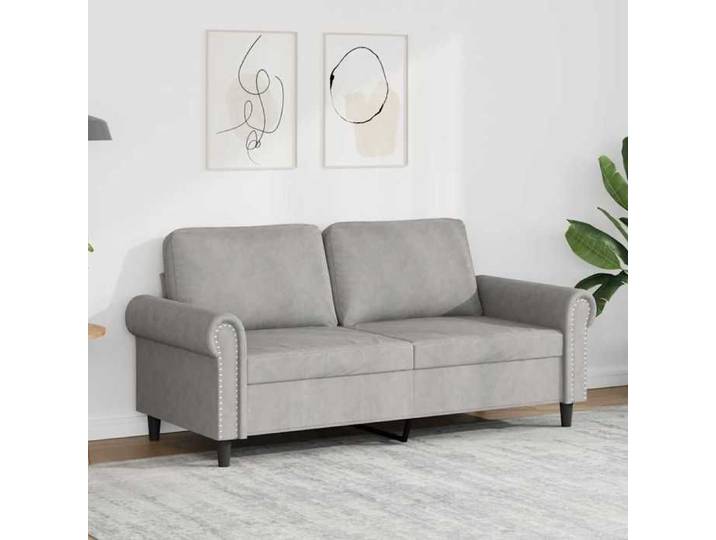 Canapé 2 places gris clair 140 cm velours confortable moelleux teinte douce salon design chic élégant
