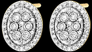 Edenly Ohrstecker Origine - Ovaler Glanz - 18 Karat WeiÃŸ- und Gelbgold und Dia