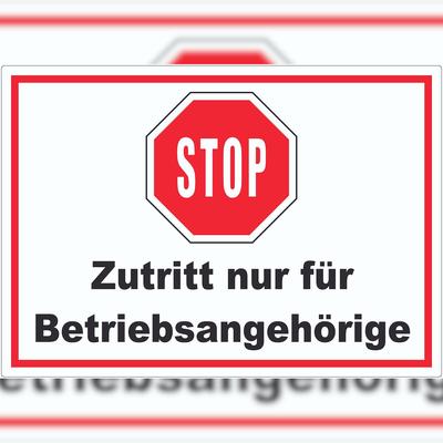 HB-Druck Stop Zutritt nur für Betriebsangehörige Aufkleber A9 (37x52mm)