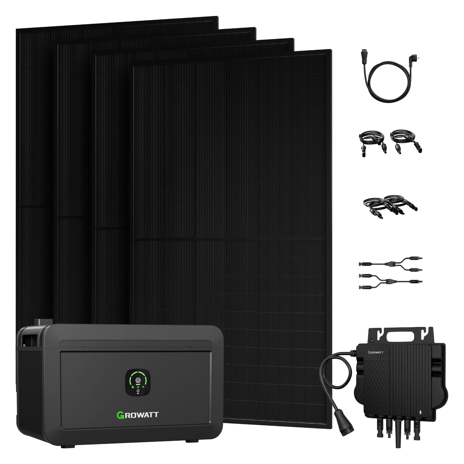 Powerness Balkonkraftwerk mit Speicher 2048Wh NOAH 2000 Speicher mit 800W Wechselrichter und SUNPRO 2000W Full Black Bifazial Solarmodule (0% MwSt)
