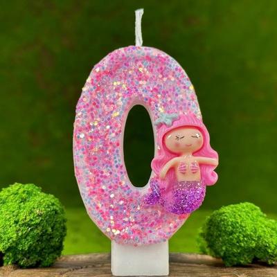 Inspired Living Pink Mermaid Number Birthday Candle For Cake Decoration And Party Celebrations