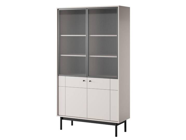 Sepro Meble Vitrine Kaschmir Wt104 Japandi Stil, Beige, 103.4x184.6x39 cm, Kleinmöbel, Kommoden, Highboards