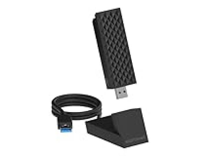 Adaptateur USB 3.0 NETGEAR Nighthawk WiFi 7 (A9000) - Vitesse WiFi Gigabit tribande BE6500 (6,5 Gbit/s) - Bande 6 GHz - Fonctionne avec Tout routeur ou système Mesh - pour Ordinateurs Windows 11