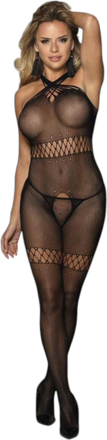Adalet Kona - Open Mesh Bodysuit - (Black)