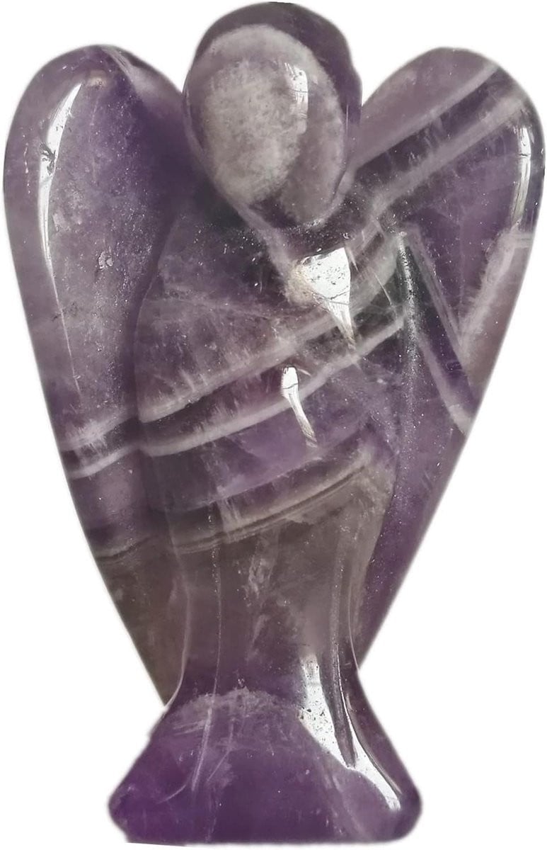 Amethist Engelen Beeldje - Paarse Beschermengel van Natuurlijk Kwarts - 50 mm