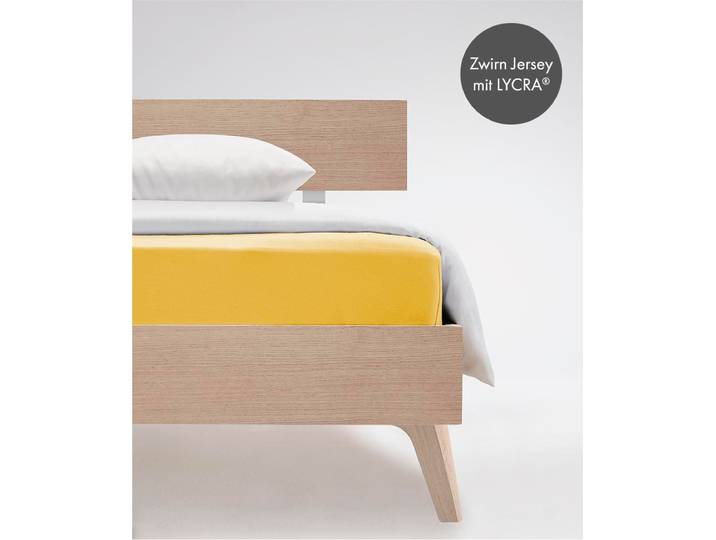 Spannbettlaken FLEURESSE Comfort , gelb, B:200cm, Jersey-Elasthan, Obermaterial: 96% Baumwolle, 4% Elasthan (LYCRA), Bettlaken, Spannbettlaken, langlebig & bügelfrei,Perfekte Passform durch POWER-STRETCH