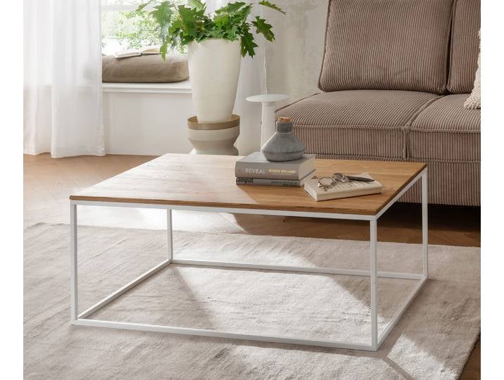 Couchtisch 100x60cm 'Melina' Wildeiche Metall weiß