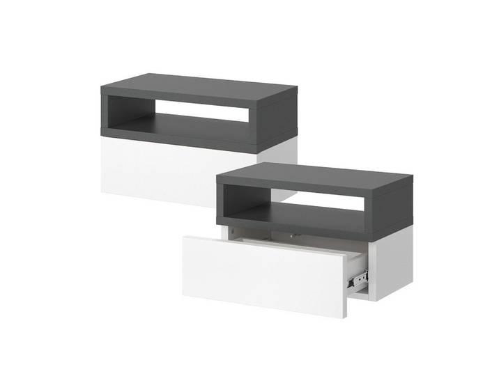 Vicco Nachttisch Urbano Anthrazit 2er Set, Holzwerkstoff, 1 Schubladen, Rechteckig,Rechteckig, 45x28x25.3 cm, Schlafzimmer, Nachttische