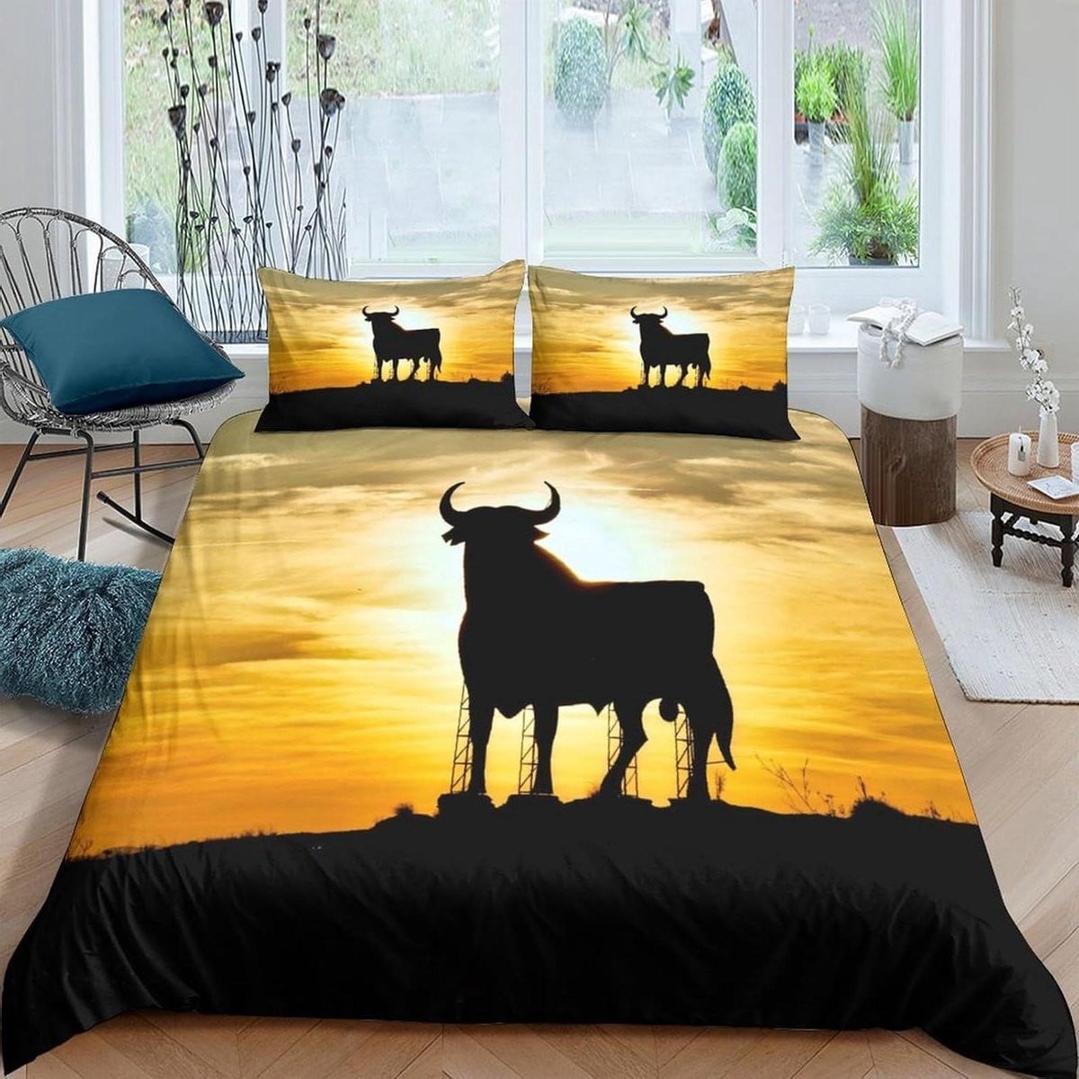 Dekbedovertrek Set met 3D Highland Koe Print - Multicolor - 200x200 cm