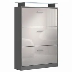 SCHUHSCHRANK Lavia Front in Sandgrau Hochglanz