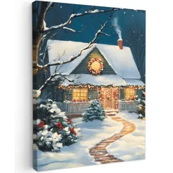 LEINWANDBILD Weihnachten - Weihnachtsbaum - Winter - Zuhause - Schnee Room Decor 30x40 cm
