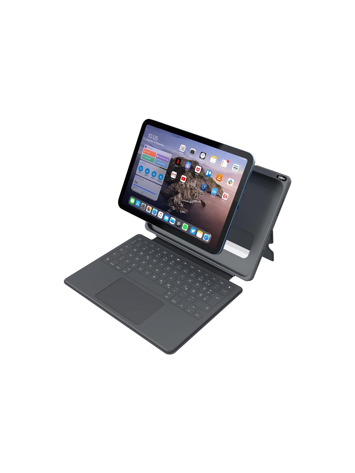 Deqster Touch PLUS - keyboard and folio - Tastatur & Folio-Set - Schweiz - Grau