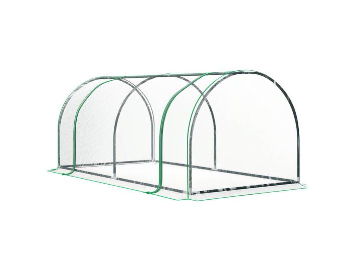 ComfortXL Gewächshaus De-11913 mit Reißverschlusstür & PVC-Bache Transparent, Kunststoff, 100x80x200 cm, Gartenzubehör, Gartenhäuser & Gewächshäuser