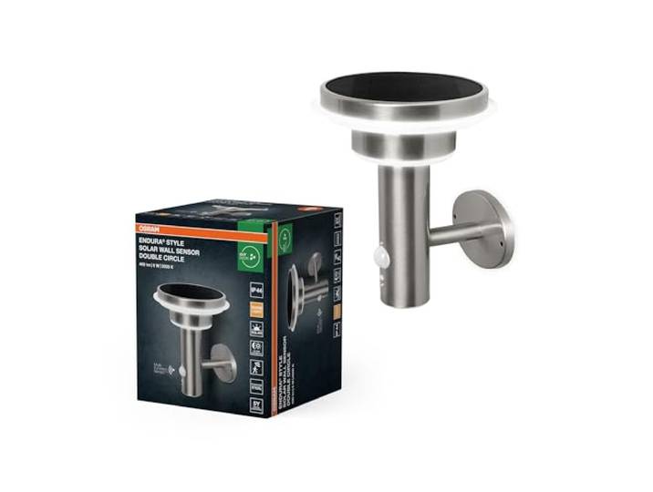 Osram ENDURA Style Solar LED Außenwandleuchte Schwarz, Bewegungs- & Lichtsensor, 3 Modi, IP44, modernes Design für Garten & Terrasse