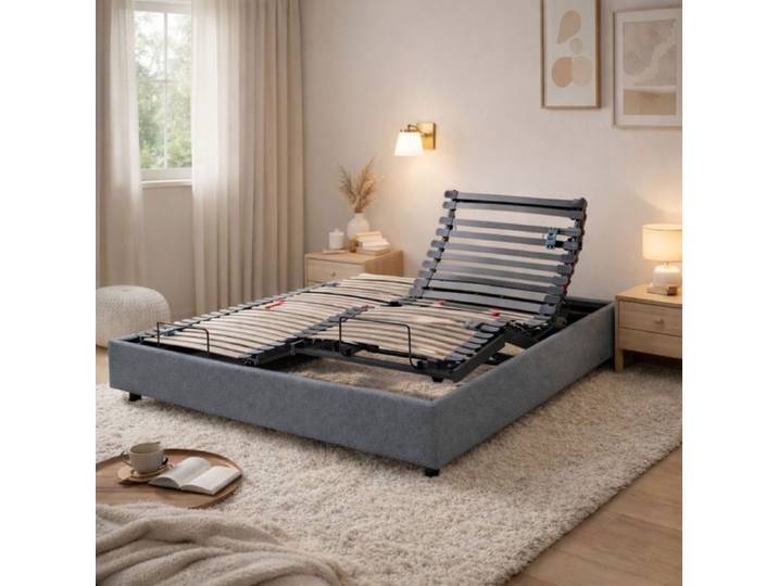 Lit électrique avec 5 plans de couchage 2x70x190 cm Horizon Gris Granit - Gris foncé - Garantie 5 ans - Someo