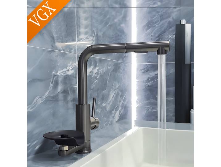 Robinet de cuisine VGX avec lave-gobelet automatique, robinet d'évier extractible en acier inoxydable 304, mitigeur de cuisine, robinet d'eau