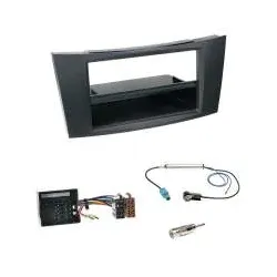 Mercedes E-Klasse (W211) 2002-2009 Einbauset 2-DIN Radioblende mit Fach schwa...
