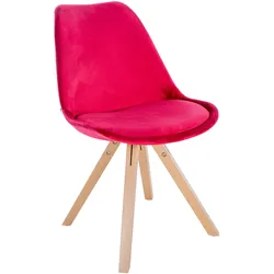 CLP Stuhl Sofia Samt Square   Farbe: rot, Gestell Farbe: natur (eckig)