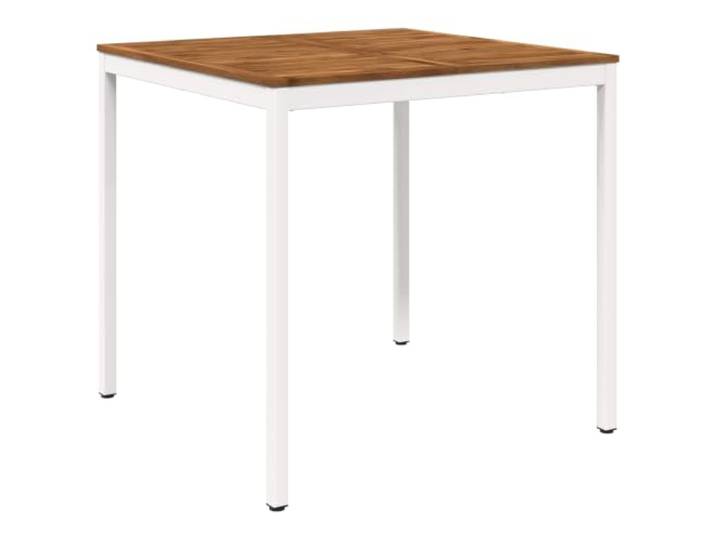 PHGTYUK Gartenbar-Tisch Akazienholz Weiß 110 x 108,5 x 105 cm Massives Akazienholz, Stahlbeine, Bartisch und Esstisch, natürliche Holzmaserung, leicht zu reinigen