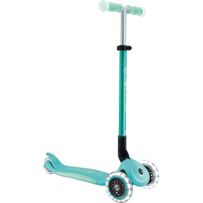 Tretroller GLOBBER "ELITE GLOW LIGHTS, mit Leuchtrollen und Glow-Effekt", grün (mint), Roller, KinderB:28cm L:58cm, B:28cm L:58cm