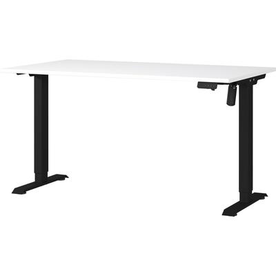 Schreibtisch GERMANIA "Boras, elektrisch höhenverstellbar", schwarz-weiß (weiß, schwarz, schwarz, weiß), B:140cm H:120cm T:80cm, Tische, Schreibtisch, Höhe 72-120 cm, elektrisch höhenverstellbar Memory-Funktion