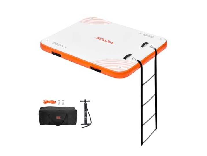 VEVOR Quai Flottant Gonflable\, Plateforme de Quai Gonflable\, Tapis de Quai Flottant antidérapant avec échelle Amovible et Sac de Transport Portable\, Plate-Forme Flottante pour océan\, Piscine\, Plage