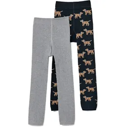 Tchibo - 2 Kinder-Strickleggings mit Stickerei - Kinder - Gr. 110/116 - dunkelblau/jacquard