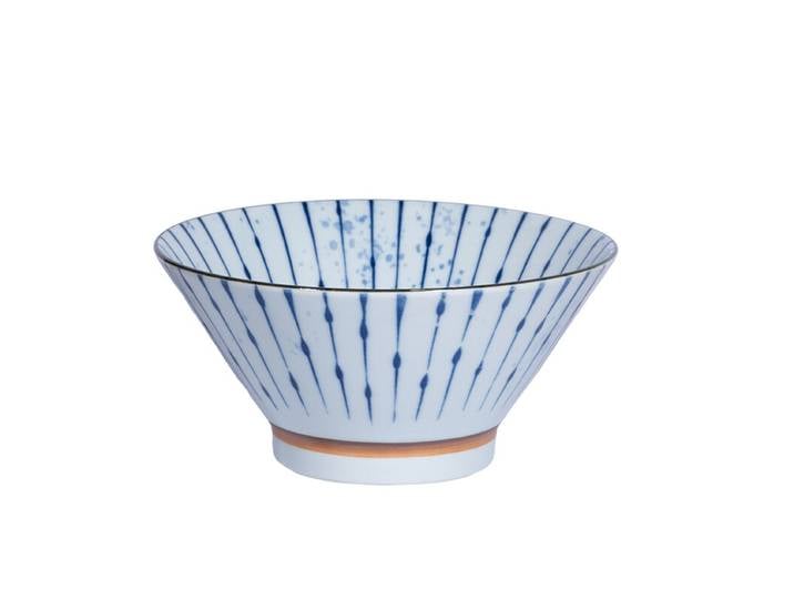 MINOYAKI, Bol donburi évasé de 6,2 , Bol en céramique japonaise à rayures d'encre soufflée Fukisumi Tokusa, Bol à soupe ramen udon en céramique bleue, Bol à salade, Lot de 1