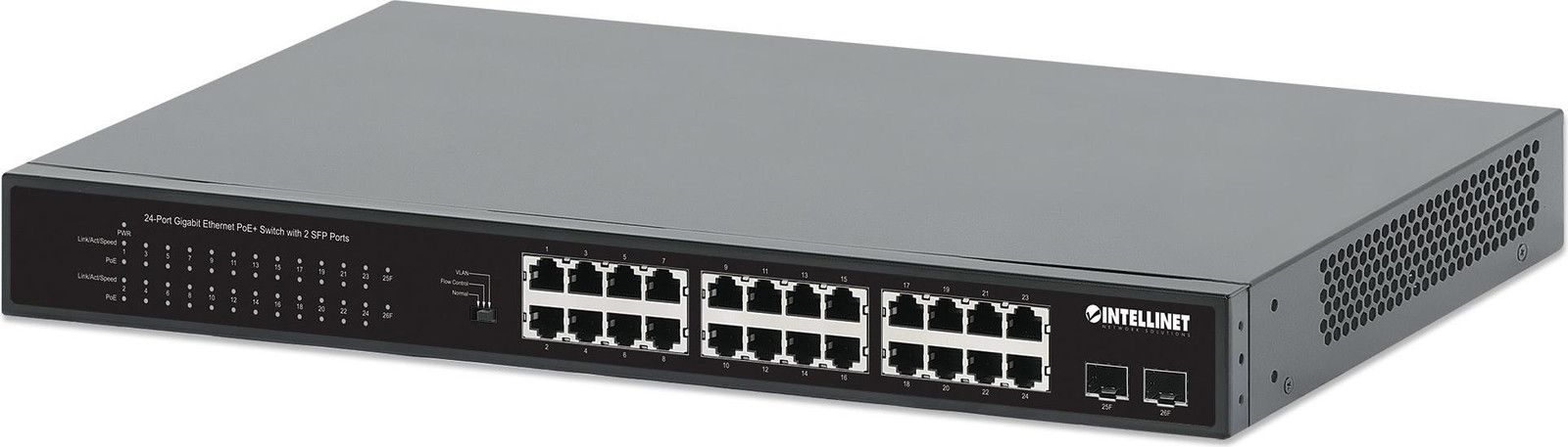 Intellinet 561891 24-Port Gigabit PoE+ Switch met 2x 1G SFP en 370 W