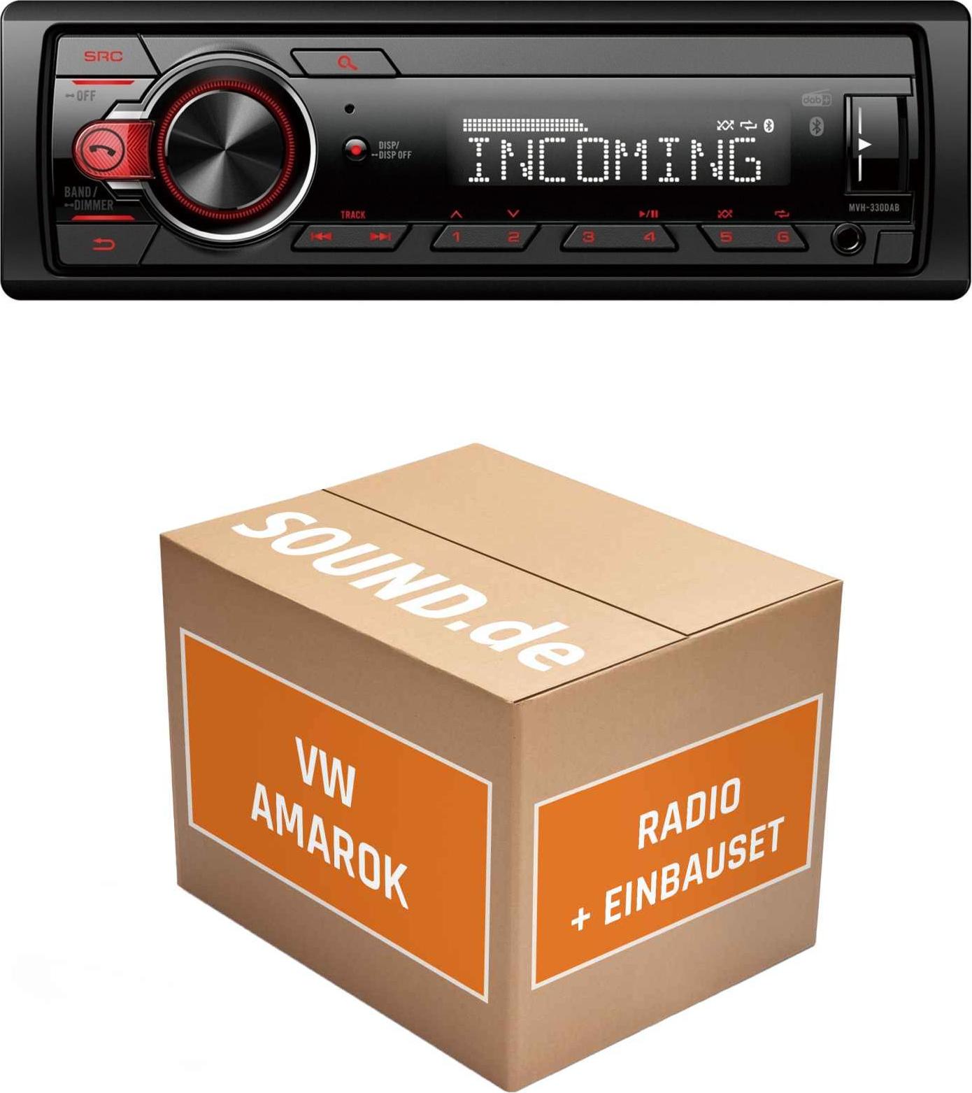 Autoradio Einbaupaket Pioneer MVH330DAB passend für VW Amarok + Opt. PDC High Kamera Schwarz | Bluetooth Telefonieren