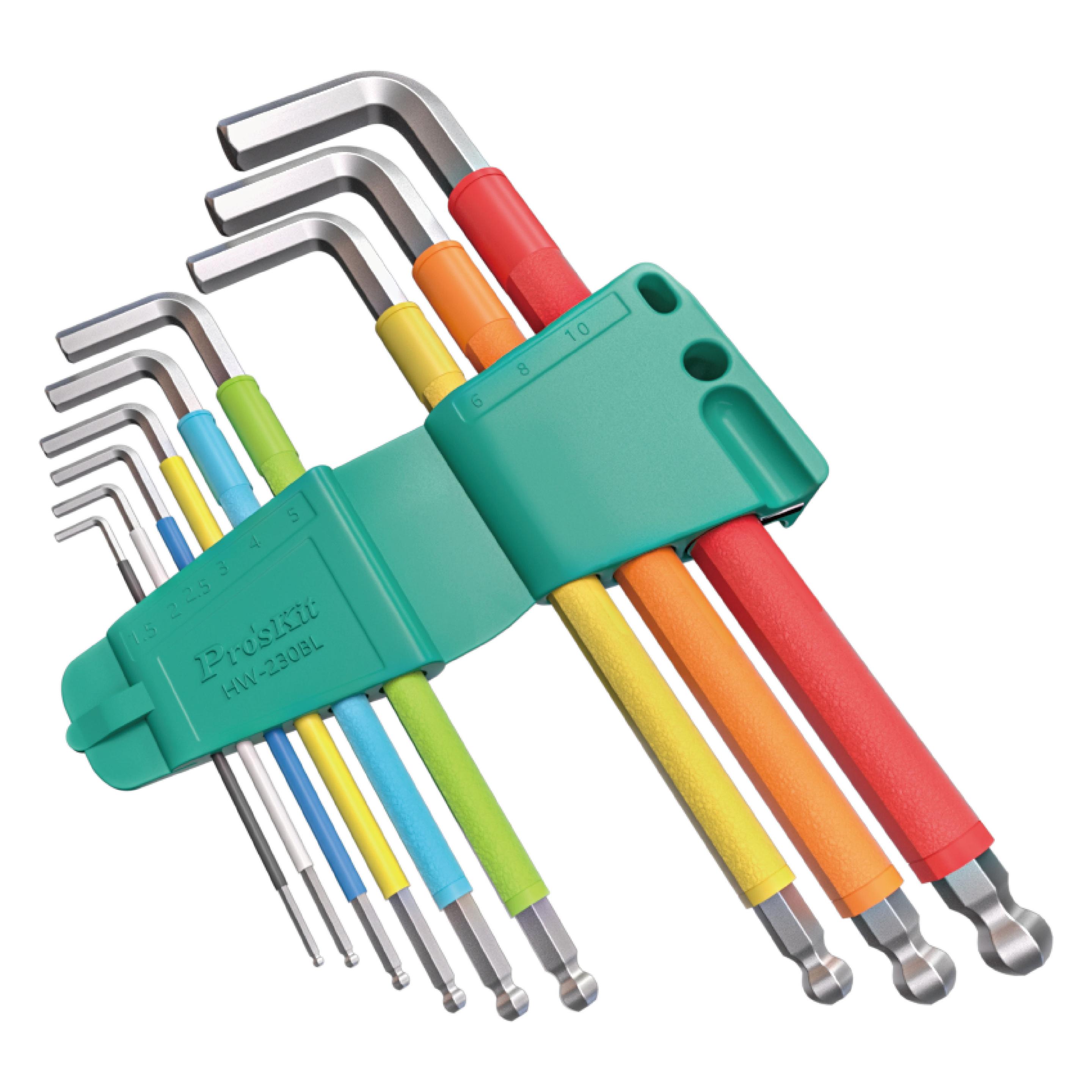Prokits Pro'Skit HW-230BL Inbusschlüssel-Set - 9-teilig - farbcodiert (HW-230BL)