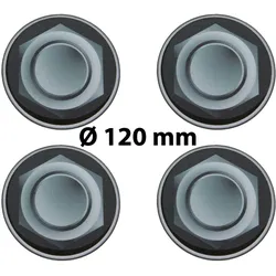 4 x Ø 120 mm Polymere Aufkleber / Radmutter-Optik / Nabenkappen, Felgendeckel