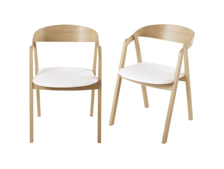 Chaises professionnelles en hêtre et tissu polyuréthane enduit blanc (x2)